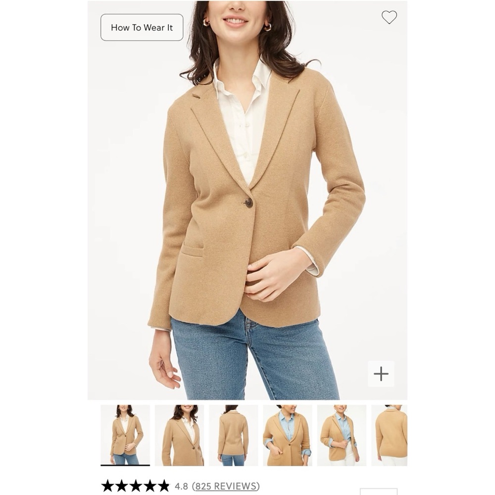 EUC J Crew Factory Schoolboy Sweater Blazer Tan Size Large